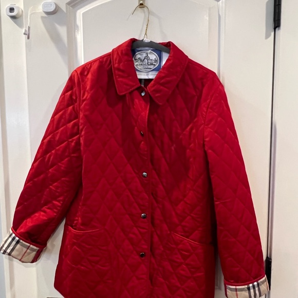 Burberry Jackets & Blazers - Burberry Red Quilted Puffer Jacket
